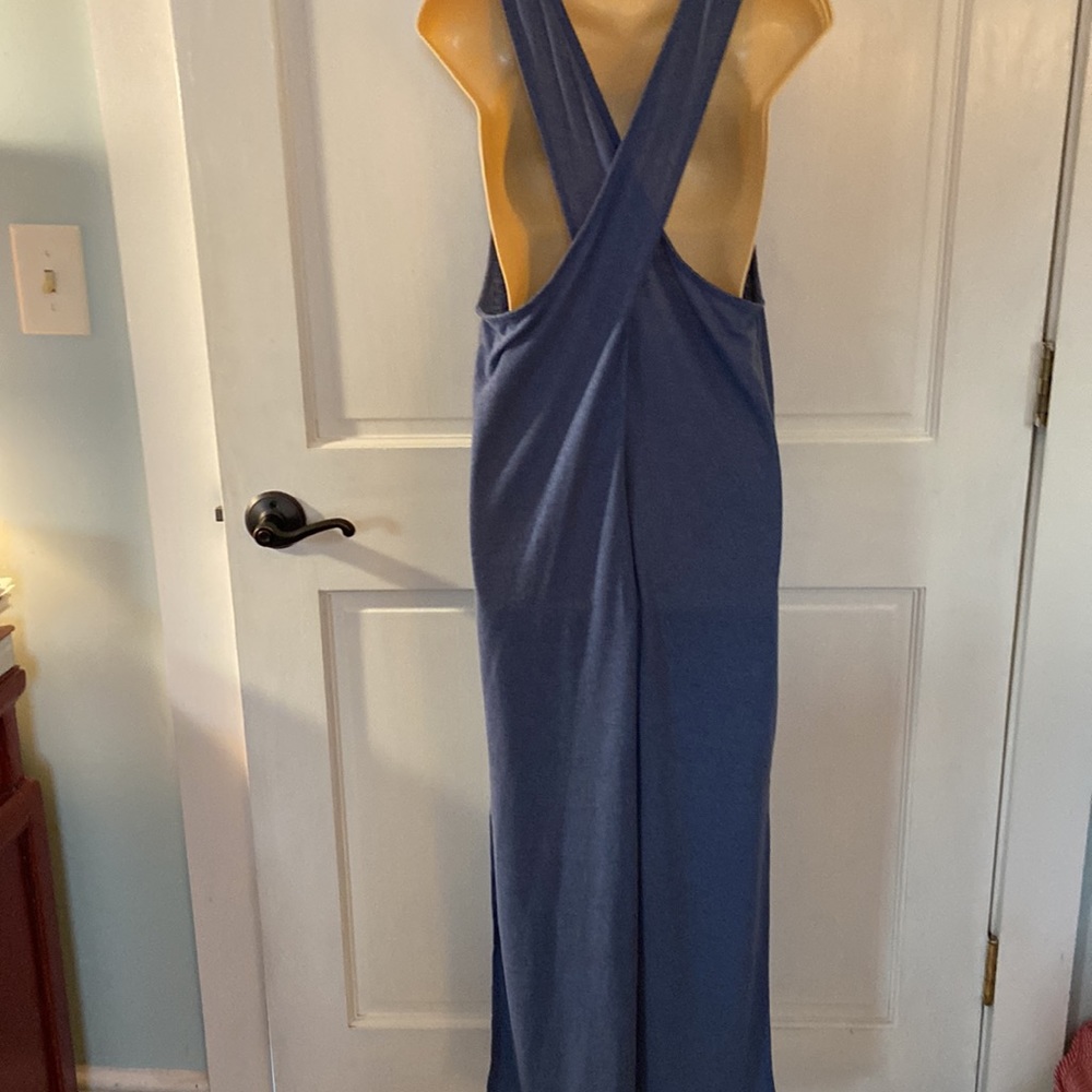 Aerie Maxi Cross Back Strap Linen Blend Dress Sz M - Picture 3 of 9